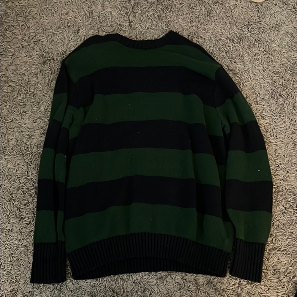 Brandy Melville Green and Navy Crewneck Sweater